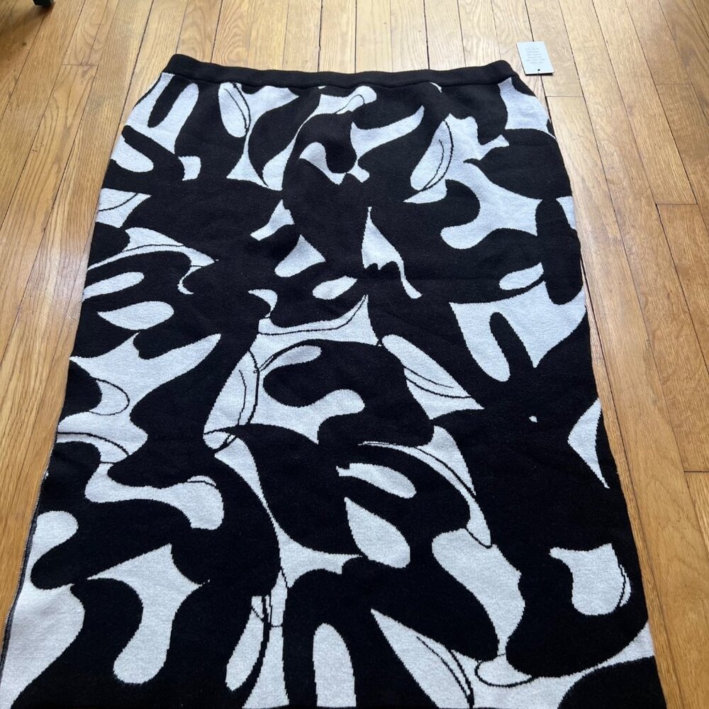 Eloquii Size 22/24 NEW Abstract Black & Gray Knit Intarsia Column Sweater Skirt - Picture 11 of 16